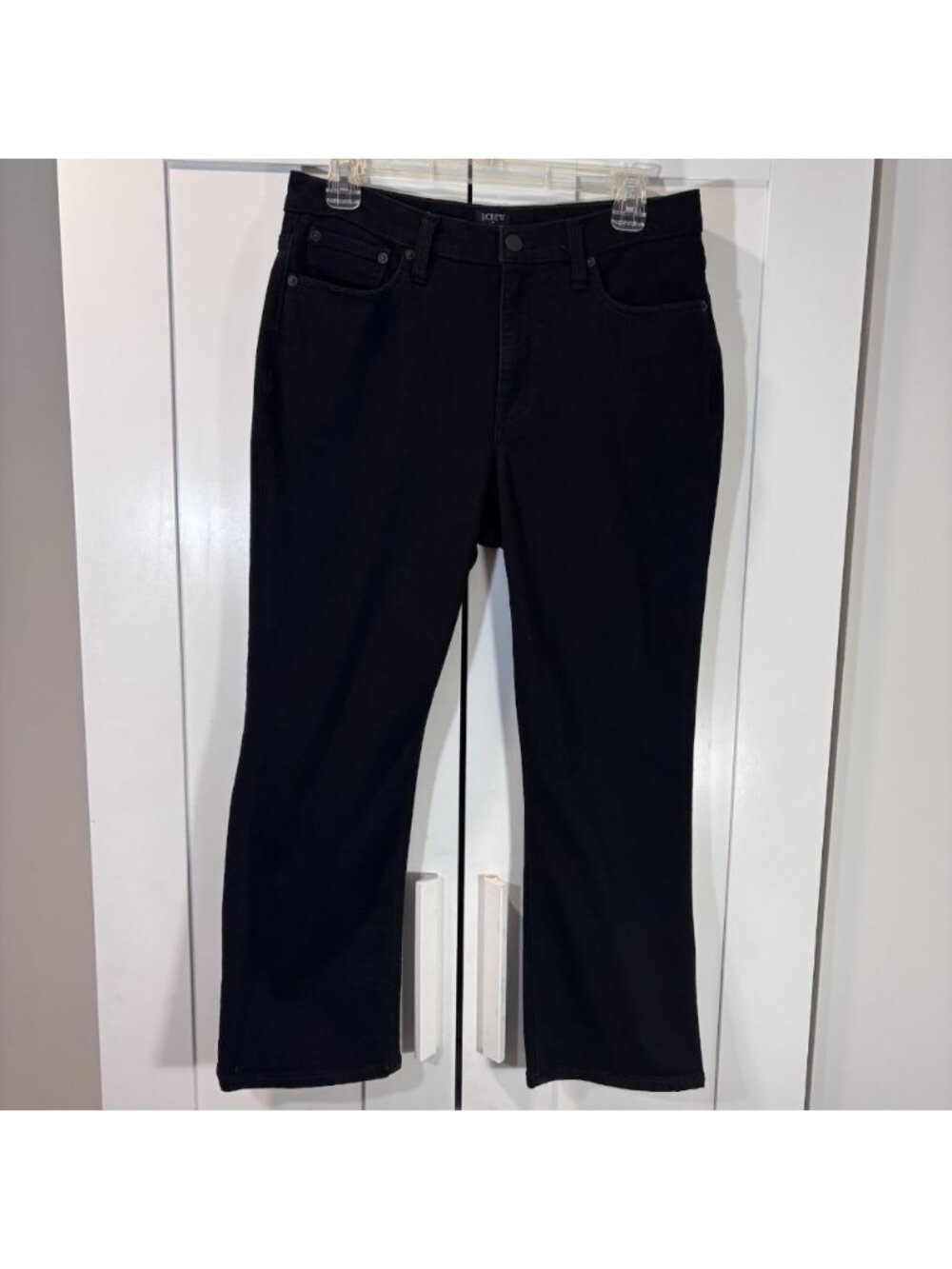 J.CREW Mid-Rise Flare Crop Black Cotton Jeans Denim Women's Size 29, inseam 25”